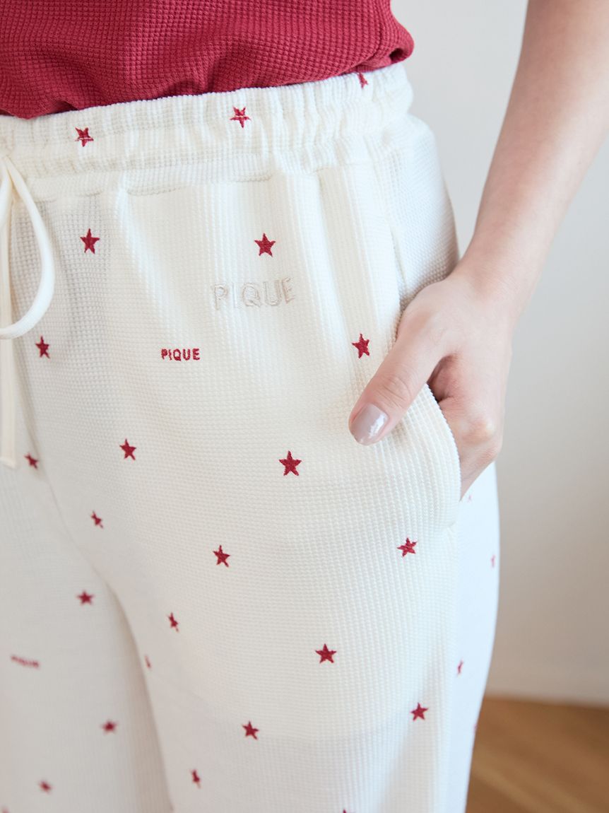星柄ワッフルロングパンツ(ロングパンツ)｜ルームウェア