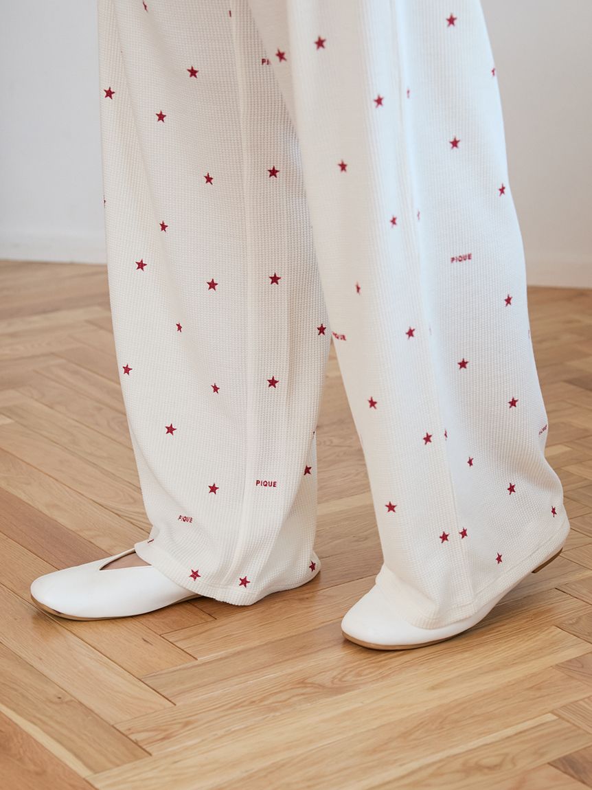 星柄ワッフルロングパンツ(ロングパンツ)｜ルームウェア