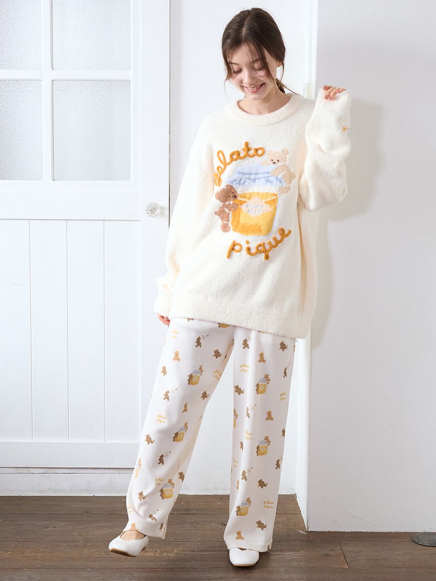 新品♪ジェラートピケ　モコモコくまちゃんロングパンツ ベビモコロングパンツ(ロングパンツ)｜ルームウェア・パジャマ