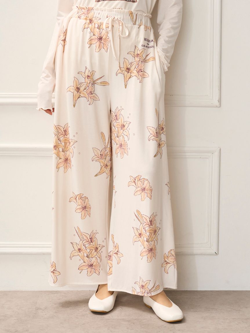 MUCHA】リリー柄ロングパンツ(ロングパンツ)｜ルームウェア・パジャマ