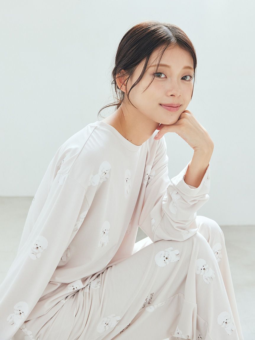 新品ジェラピケグレーロンT＆パンツ☆モチーフロゴロンT☆調温スムーズィーロンパン 新品ジェラピケグレーロンT＆パンツ☆モチーフロゴロンT☆調温