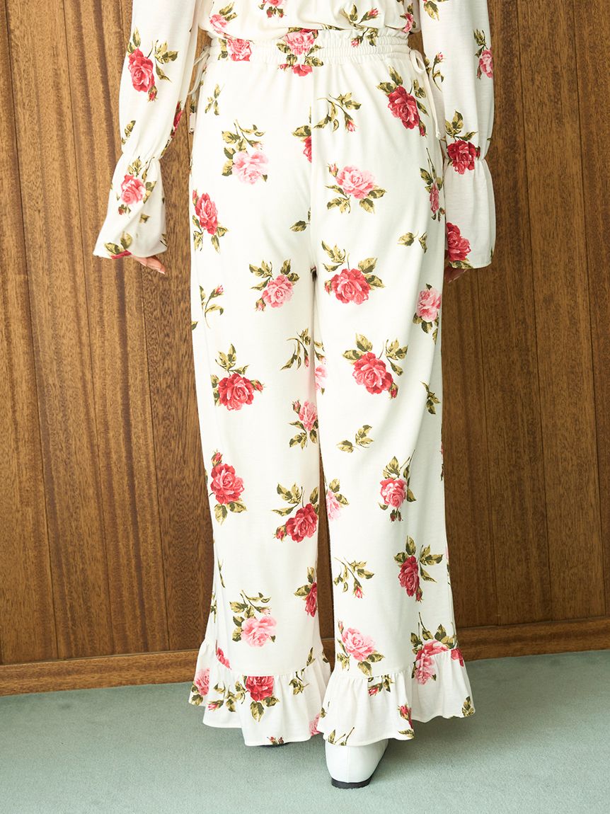ヴィンテージローズ柄ロングパンツ(ロングパンツ)｜ルームウェア