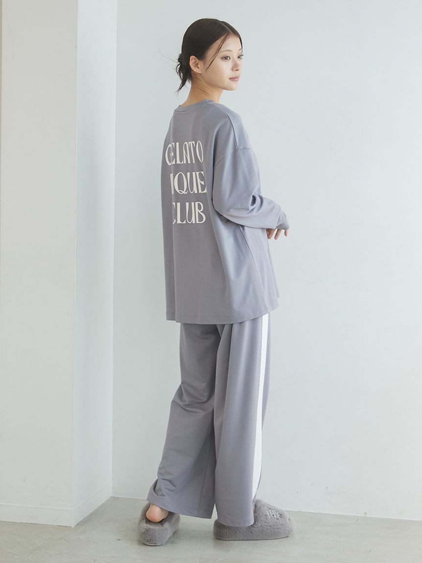 インレイロゴプルオーバー＆ロングパンツ インレイロゴラインロングパンツ(ロングパンツ)｜ルームウェア