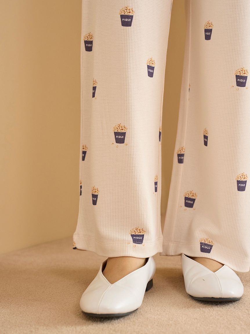 モチーフ3柄ワッフルロングパンツ(ロングパンツ)｜ルームウェア