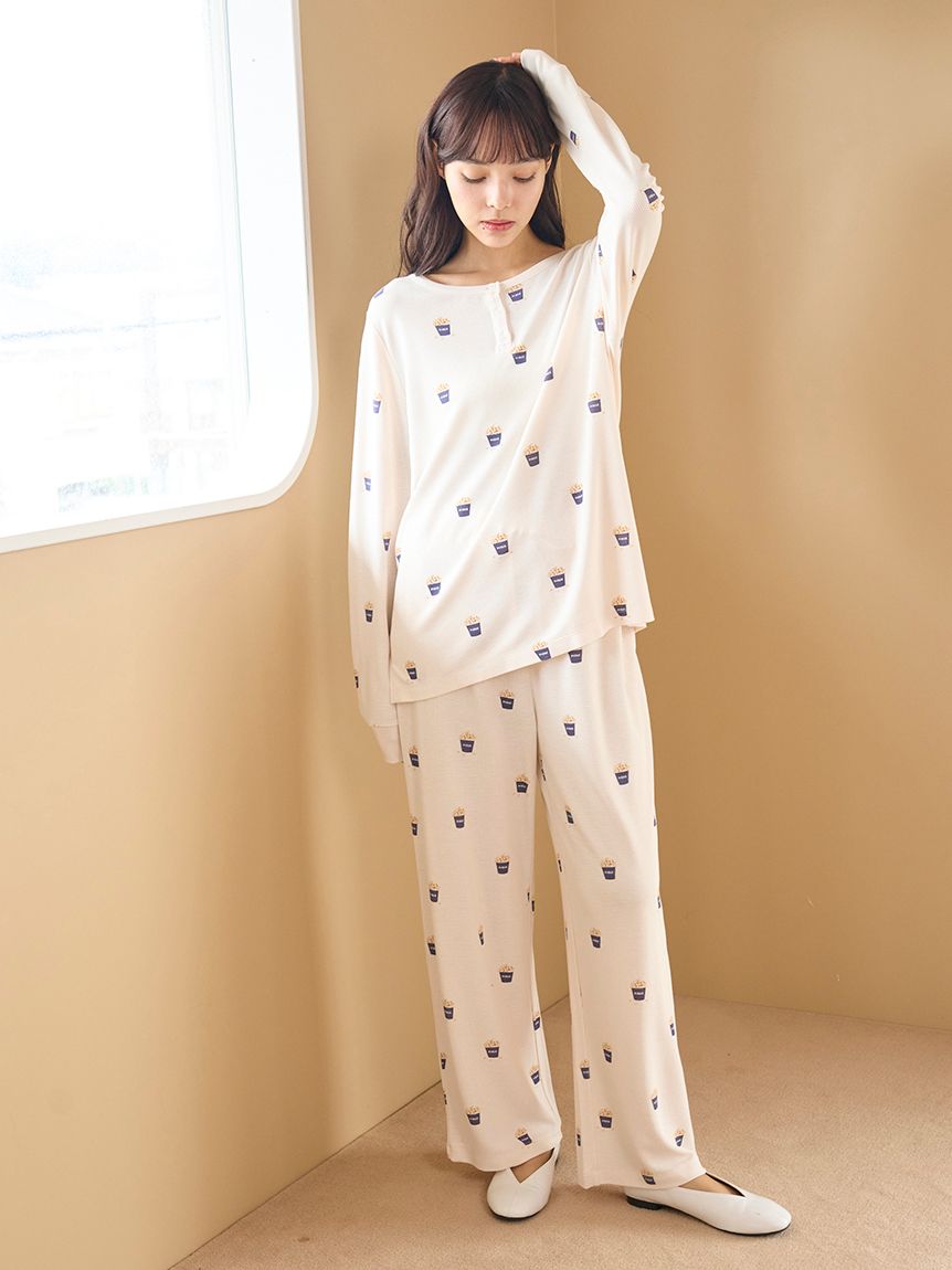 【HOMME】スノーワッフルビッグクルーネック+ロングパンツ HOMME】スノーワッフルビッグクルーネック+ロングパンツ gelato pique