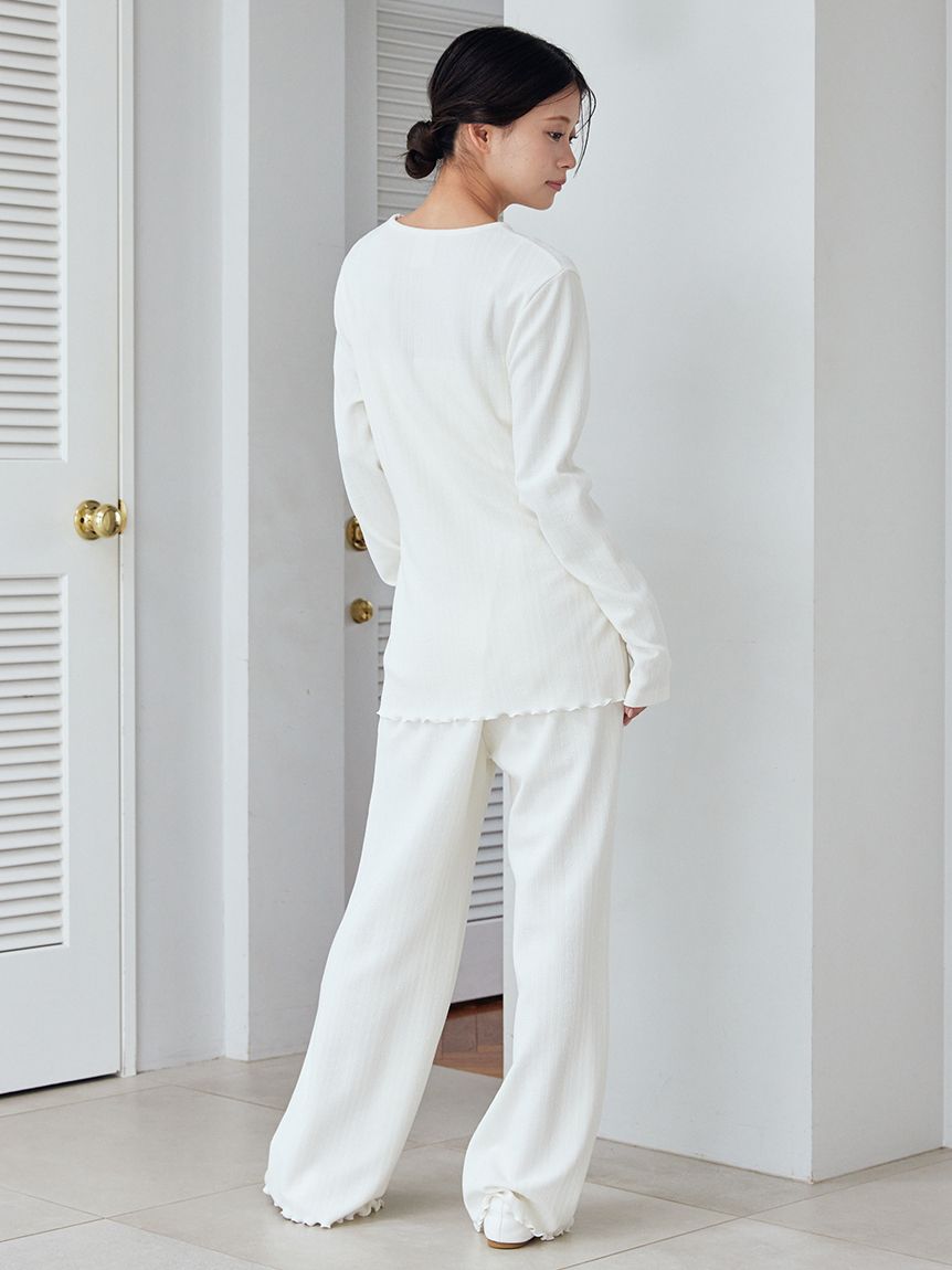 ハートふくれジャガードロングパンツ(ロングパンツ)｜ルームウェア