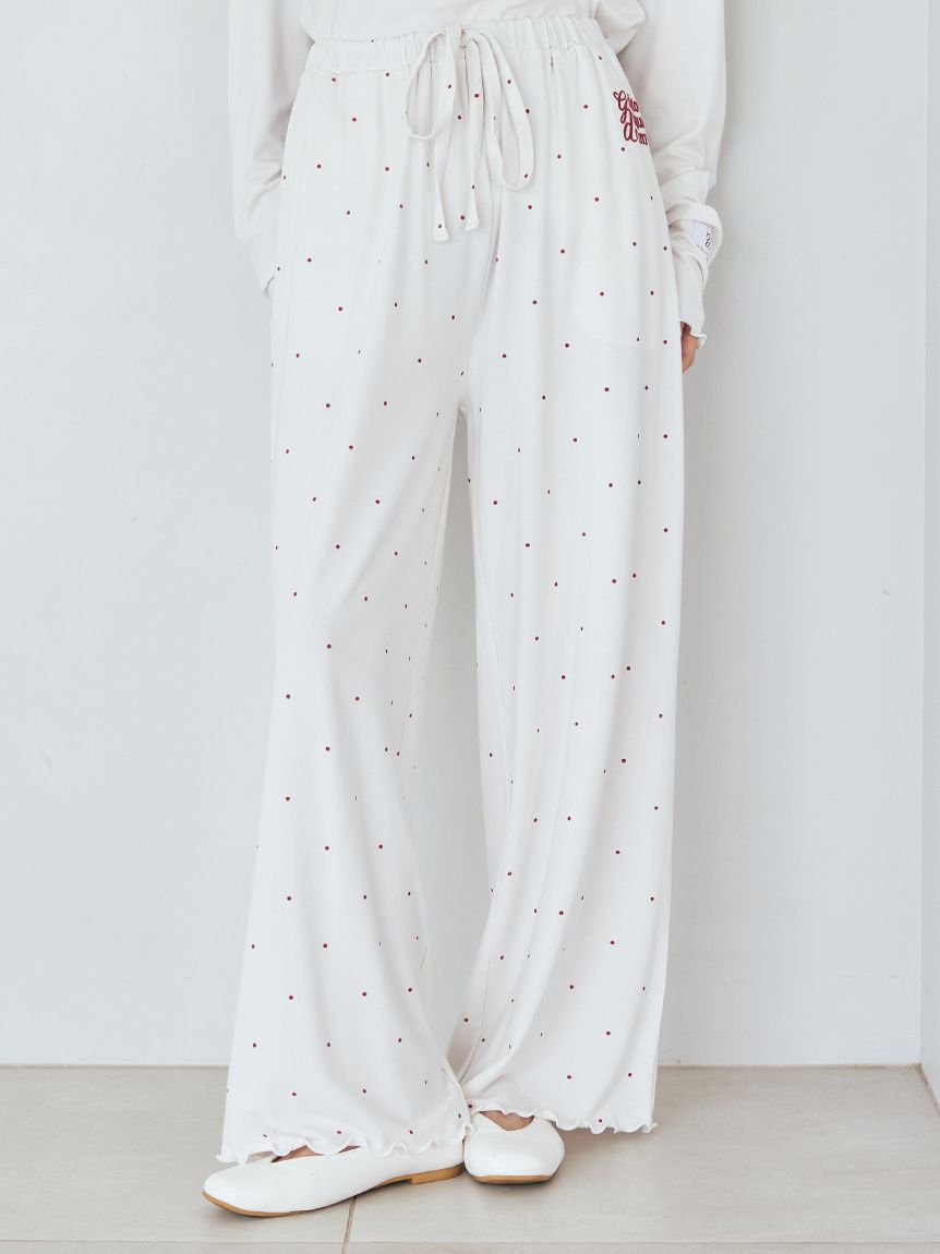 ドット柄ロングパンツ(ロングパンツ)｜ルームウェア・パジャマ通販の