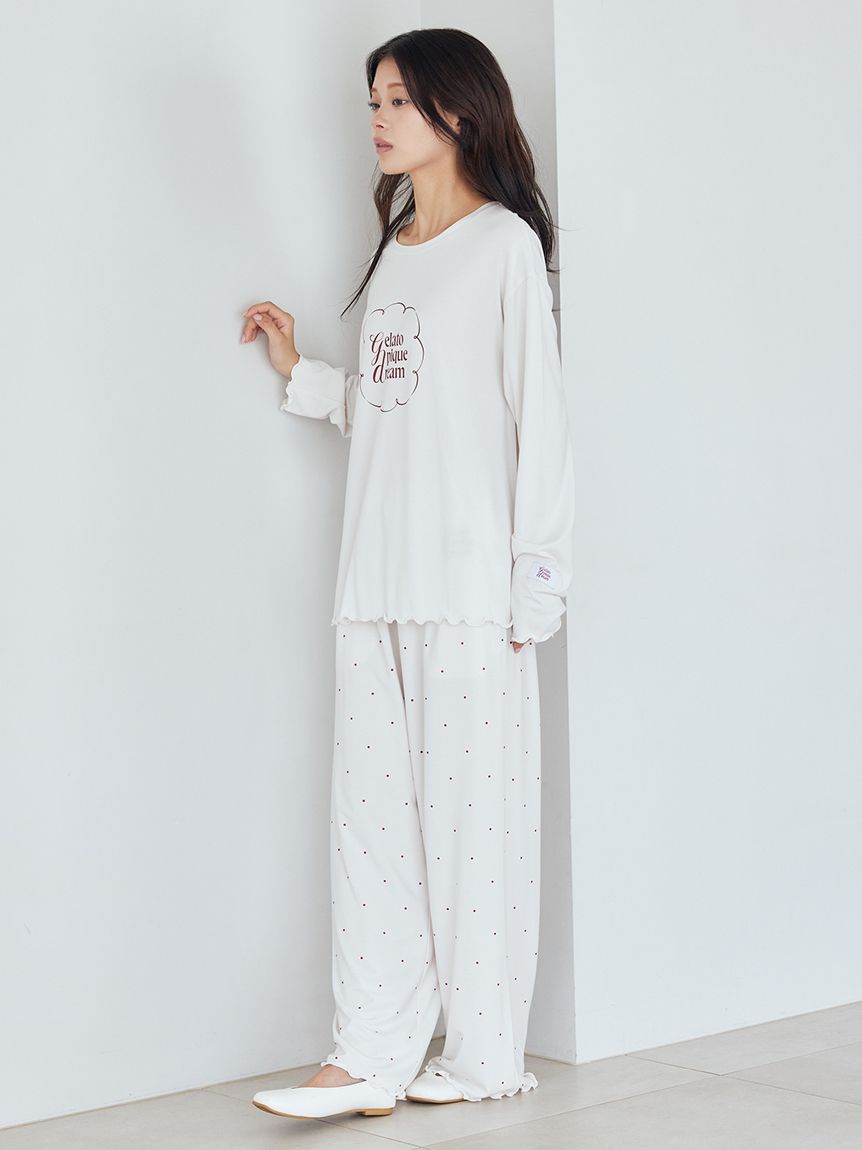 ドット柄ロングパンツ(ロングパンツ)｜ルームウェア・パジャマ通販の