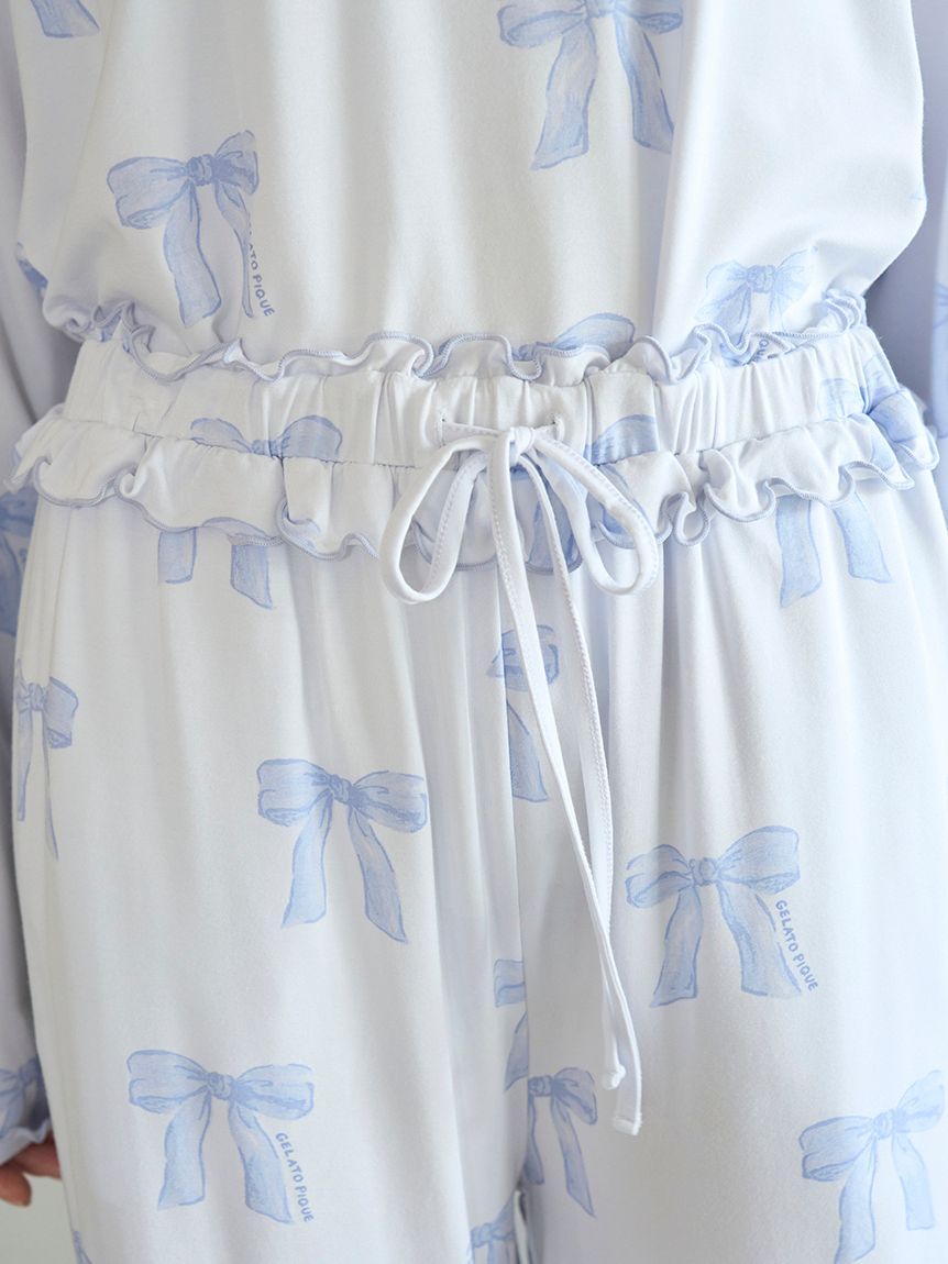 リボン柄ロングパンツ(ロングパンツ)｜ルームウェア・パジャマ通販の