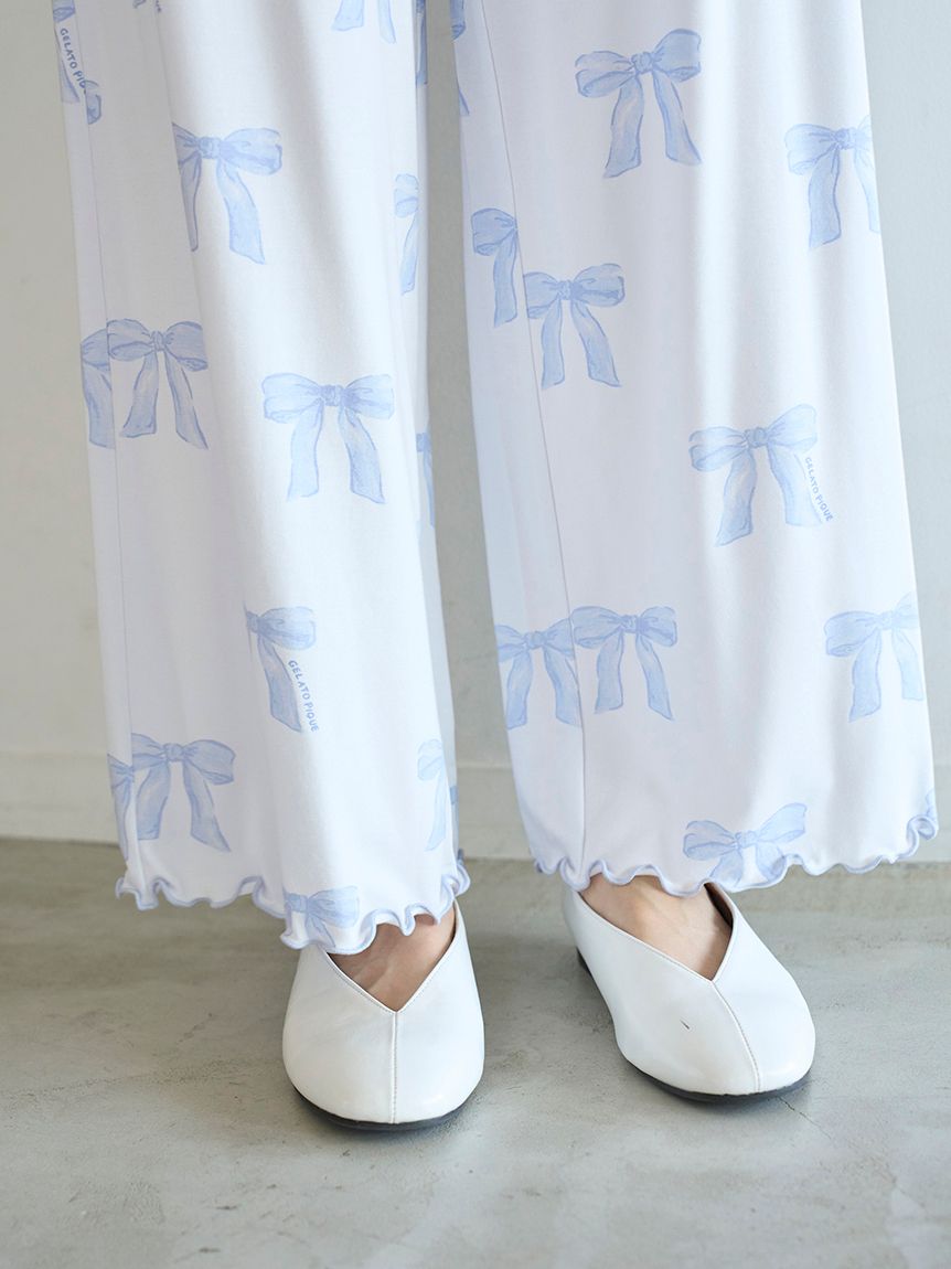 リボン柄ロングパンツ(ロングパンツ)｜ルームウェア・パジャマ通販の