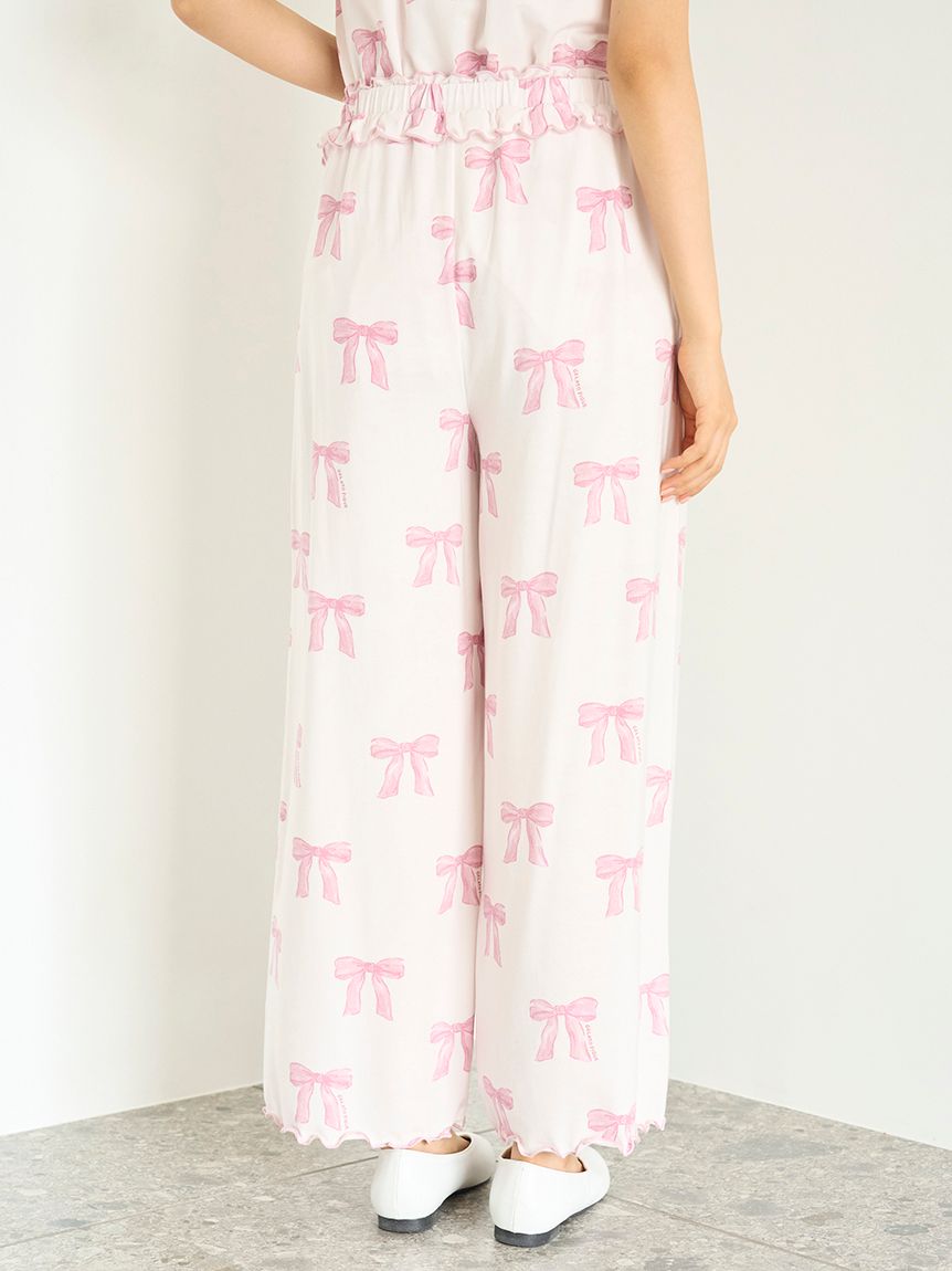 ジェラートピケ❤︎リボン柄ロングパンツ新品タグ付き リボン柄ロングパンツ(ロングパンツ)｜ルームウェア・パジャマ