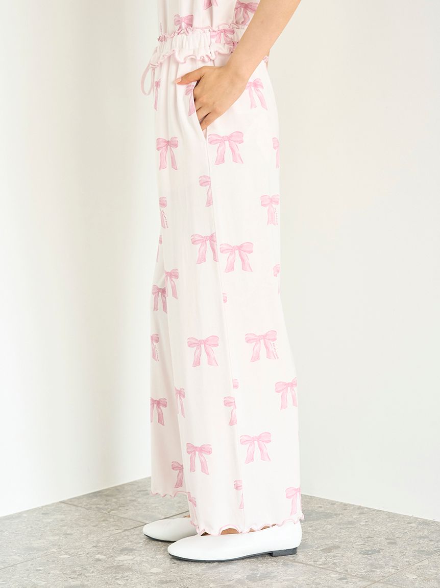 リボン柄ロングパンツ(ロングパンツ)｜ルームウェア・パジャマ通販の