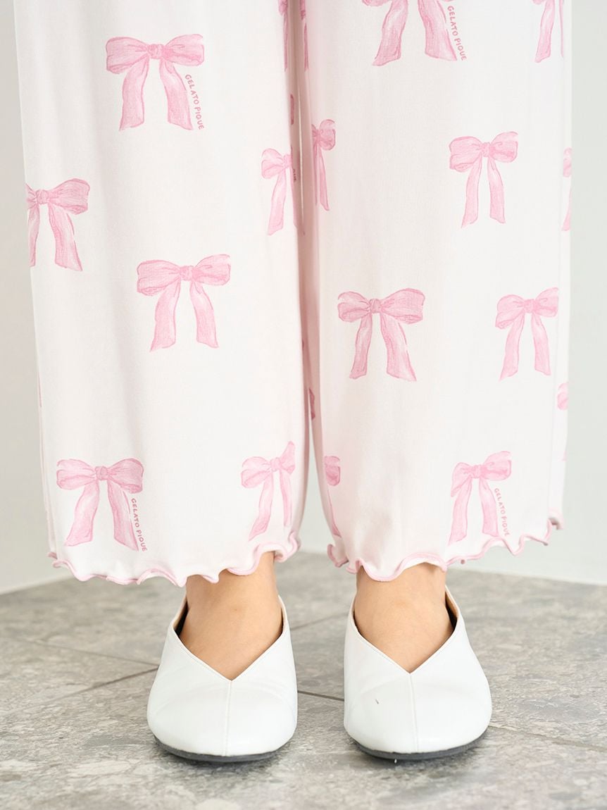 リボン柄ロングパンツ(ロングパンツ)｜ルームウェア・パジャマ