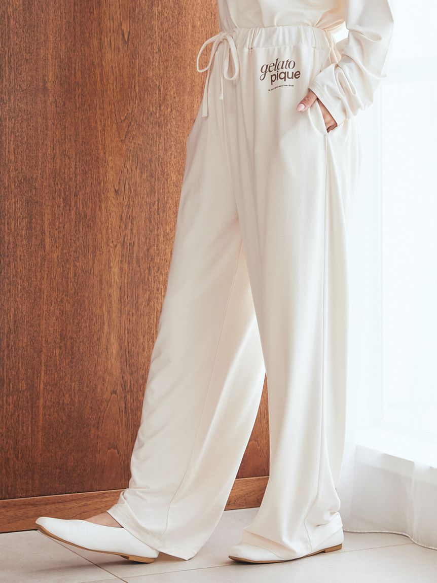 【新品、タグ付き】ジェラートピケ　レーヨンプルオーバー　レーヨンロングパンツ フェミニンレーヨンロゴロングパンツ(ロングパンツ)｜ルームウェア
