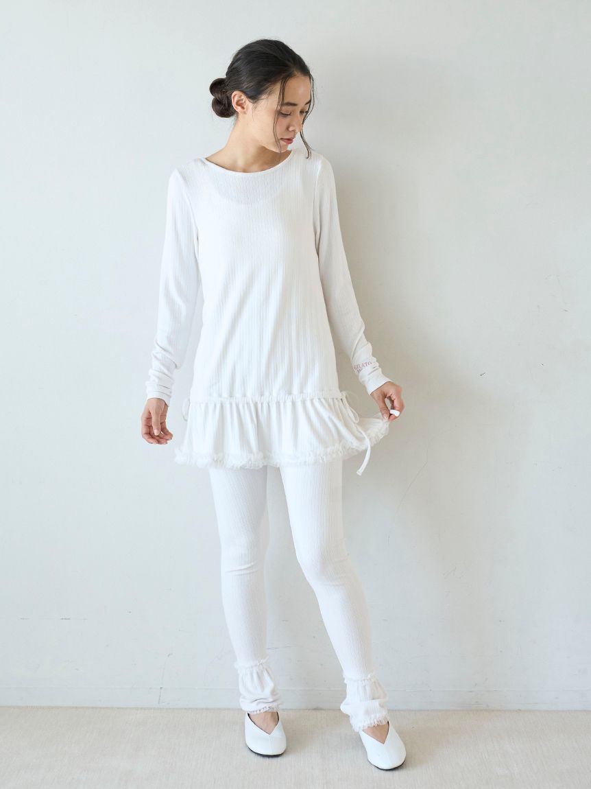 針抜きフリルレギンス(レギンス)｜ルームウェア・パジャマ通販の