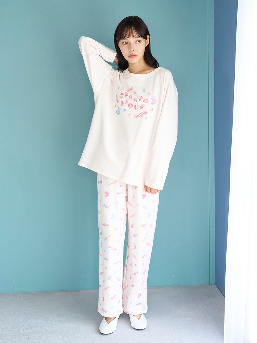 ジェラートピケ　ケーキ柄シャツ　ロングパンツ　セット ジェラートピケ gelato pique 【UNISEX】チェリー柄ロングパンツ （BLU