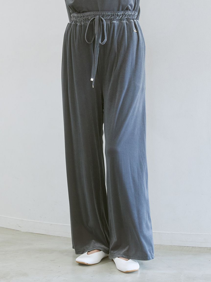 【完売品】gelato piqueベロアロンT＆ベロアパンツセット　グレー ベロアロングパンツ(ロングパンツ)｜ルームウェア・パジャマ通販の