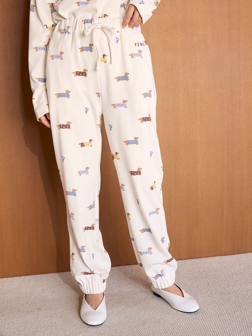 ダックスフンド柄ロングパンツ(ロングパンツ)｜ルームウェア・パジャマ
