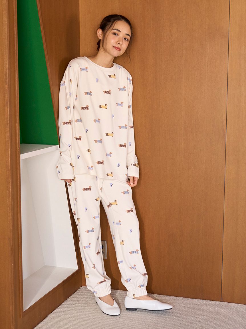 ダックスフンド柄ロングパンツ(ロングパンツ)｜ルームウェア・パジャマ