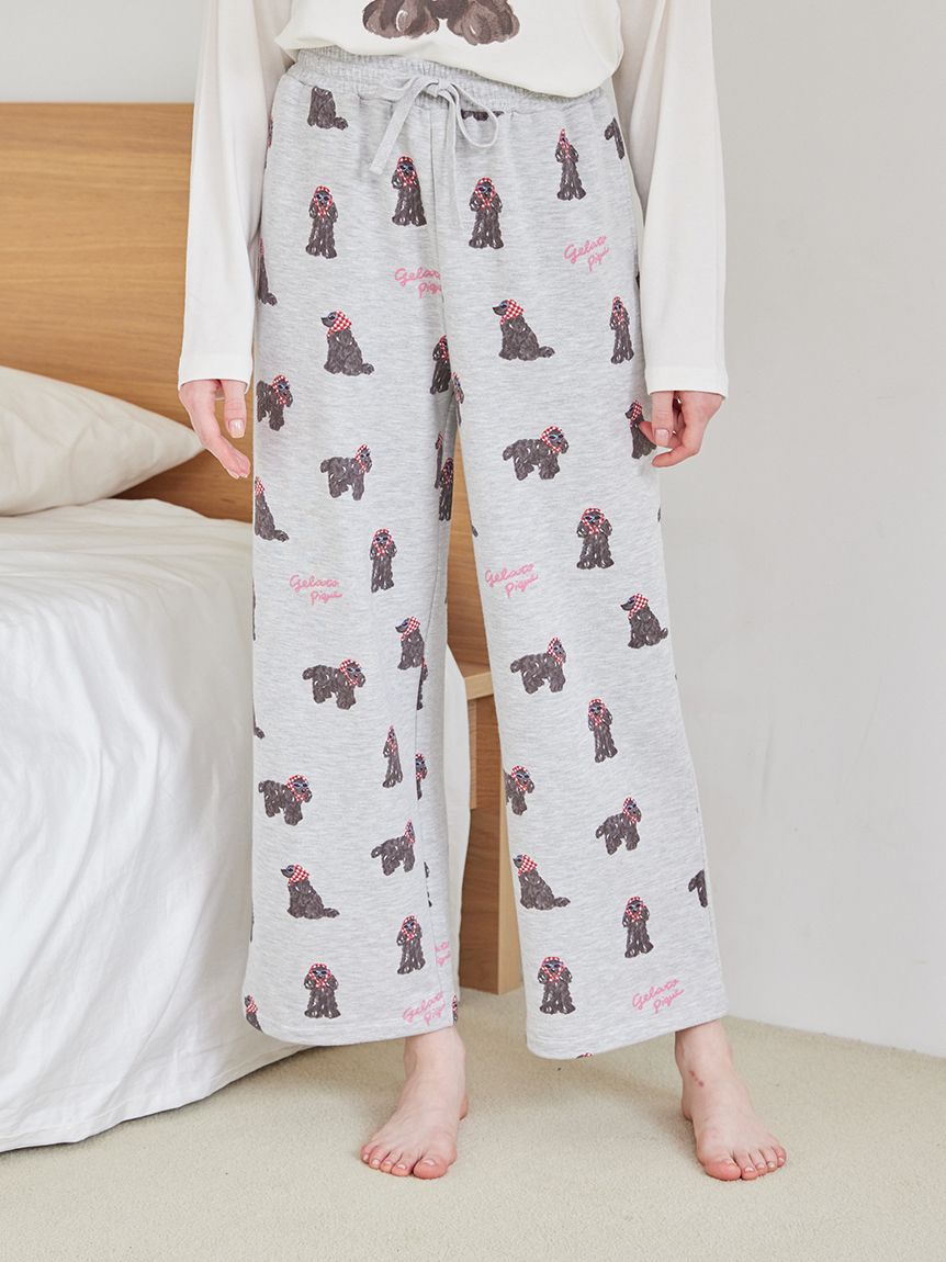 スカーフDOG柄ロングパンツ(ロングパンツ)｜ルームウェア・パジャマ
