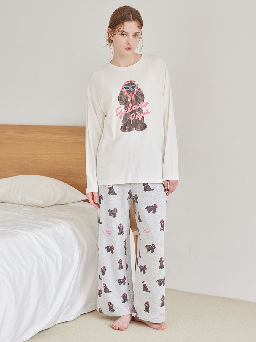 スカーフDOG柄ロングパンツ(ロングパンツ)｜ルームウェア・パジャマ