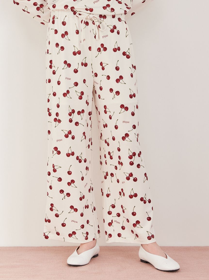 チェリー柄ロングパンツ(ロングパンツ)｜ルームウェア・パジャマ通販の