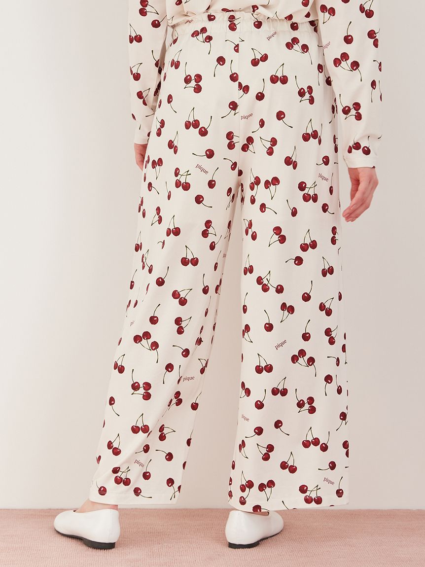 チェリー柄ロングパンツ(ロングパンツ)｜ルームウェア・パジャマ通販の