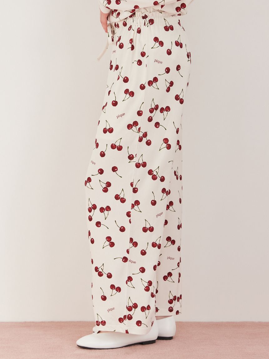 チェリー柄ロングパンツ(ロングパンツ)｜ルームウェア・パジャマ通販の