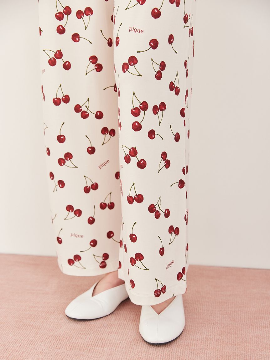 チェリー柄ロングパンツ(ロングパンツ)｜ルームウェア・パジャマ通販の