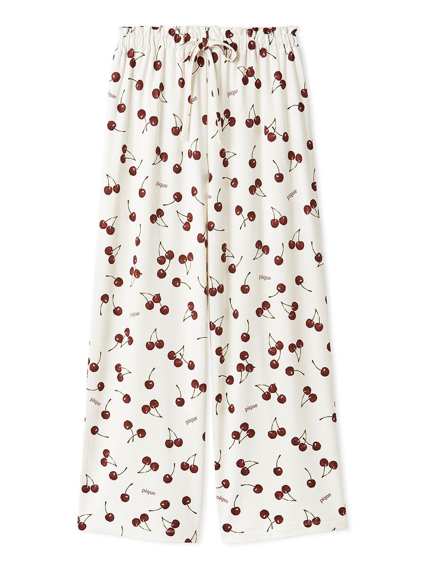 チェリー柄ロングパンツ(ロングパンツ)｜ルームウェア・パジャマ通販の