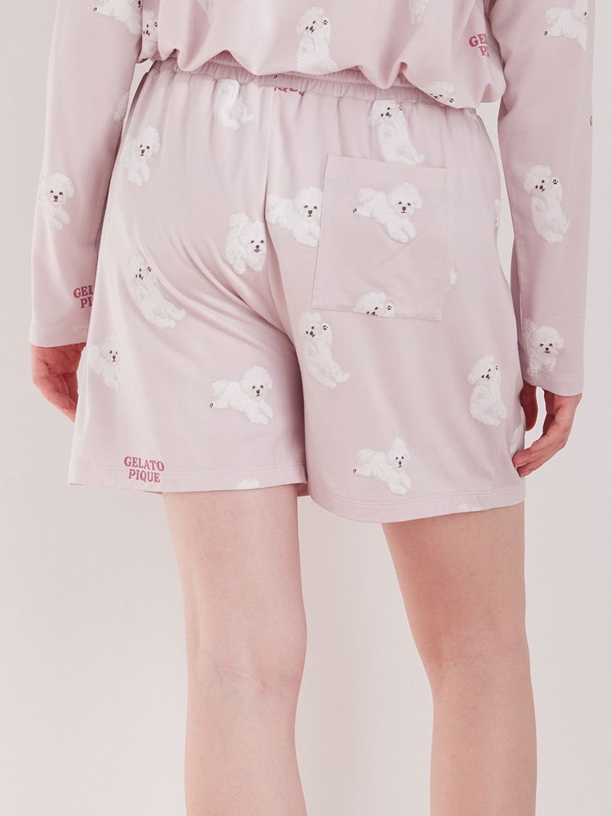 【新品】ジェラートピケ　ポメラニアン総柄ロンT &ショートパンツ ドッグ柄ショートパンツ(ショートパンツ)｜ルームウェア・パジャマ通販