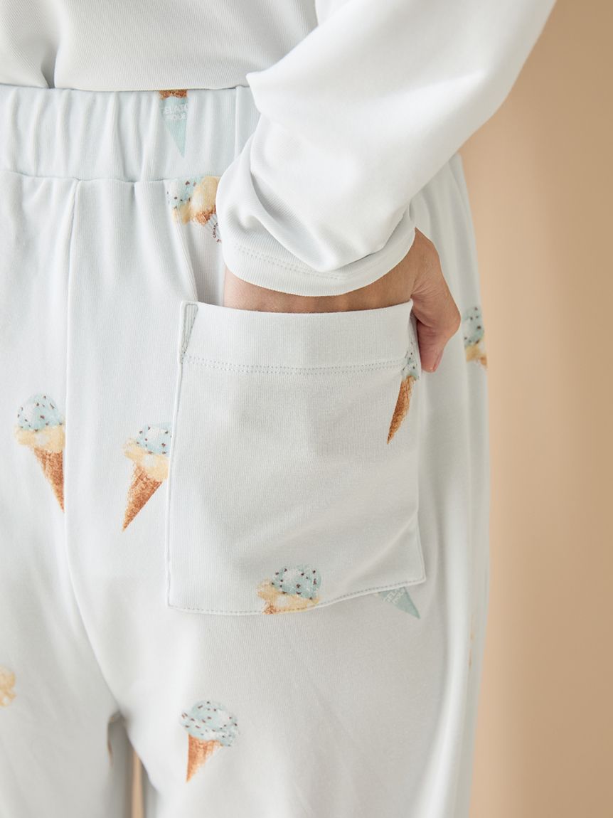 ジェラートピケ　＊ロンT ·ロングパンツset＊ アイス柄ロングパンツ(ロングパンツ)｜ルームウェア・パジャマ通販の