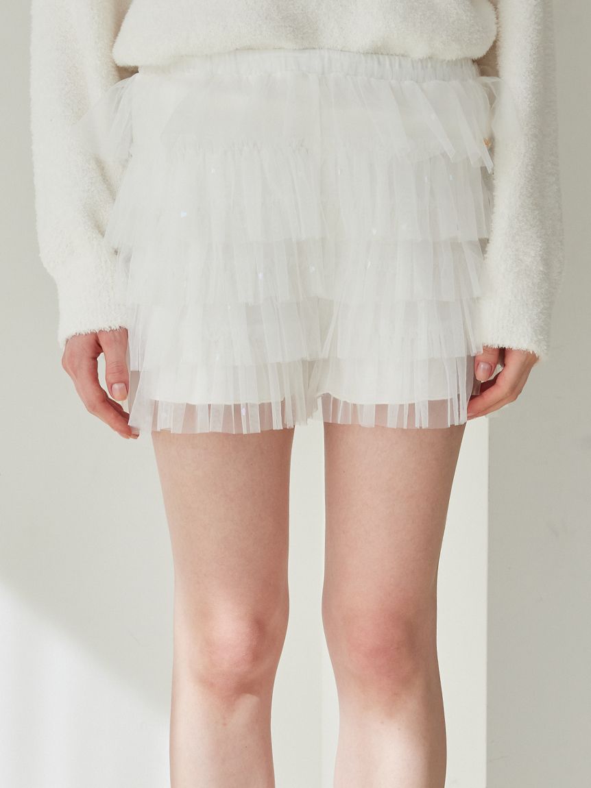 ハート柄チュールショートパンツ(ショートパンツ)｜ルームウェア