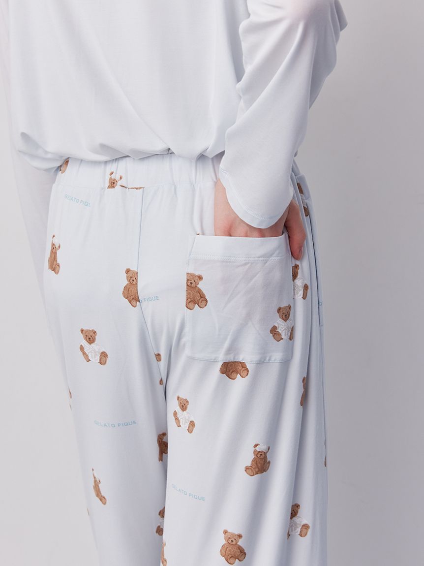 抗菌防臭バスローブベア柄ロングパンツ(ロングパンツ)｜ルームウェア