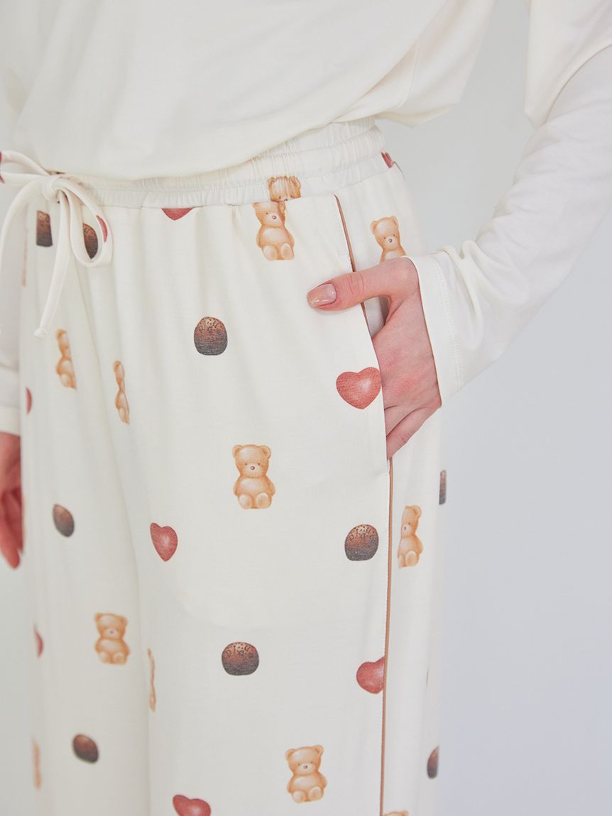 Valentine】総柄ロングパンツ(ロングパンツ)｜ルームウェア・パジャマ