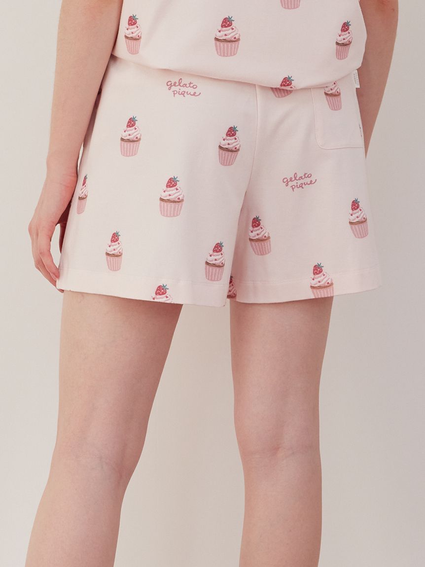 【gelato pique】【LADIES】総柄ショートパンツ　キティ ピンク sanrio house｜【gelato pique】【LADIES】総柄ショートパンツ