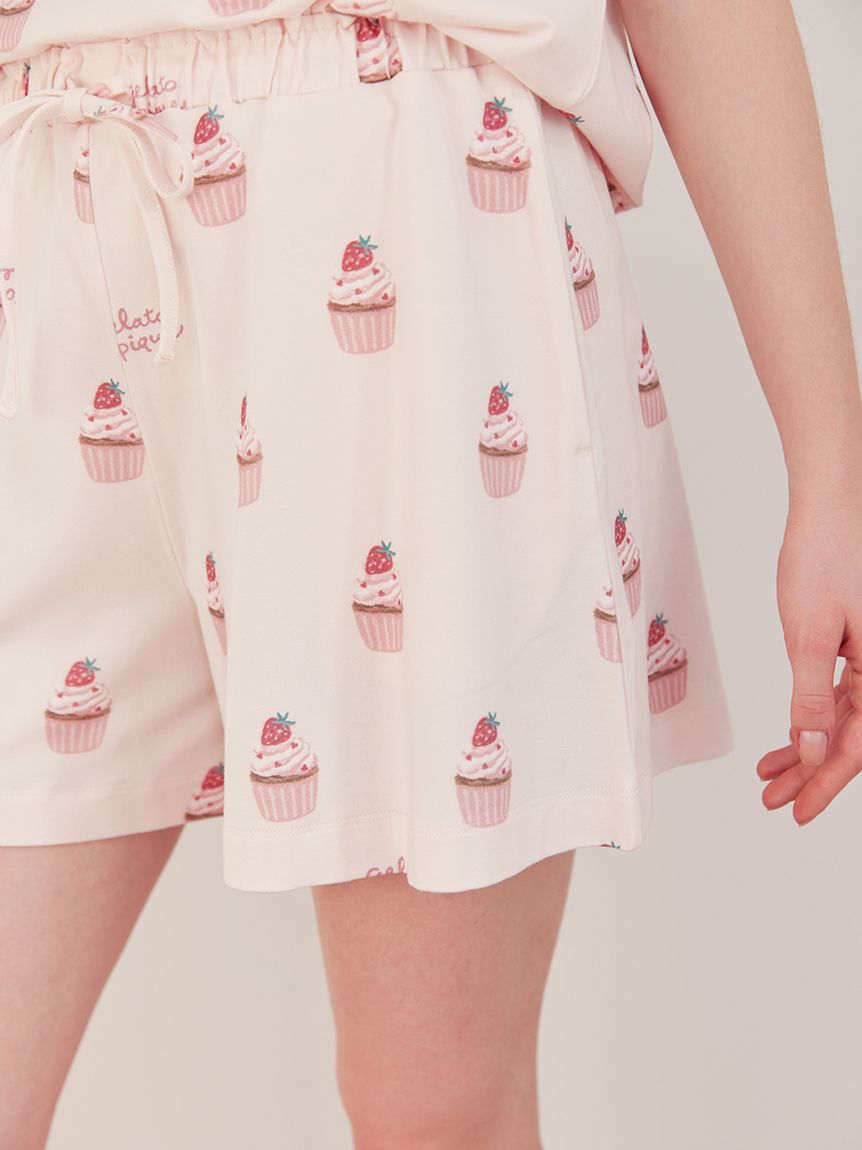 カップケーキ柄ショートパンツ(ショートパンツ)｜ルームウェア
