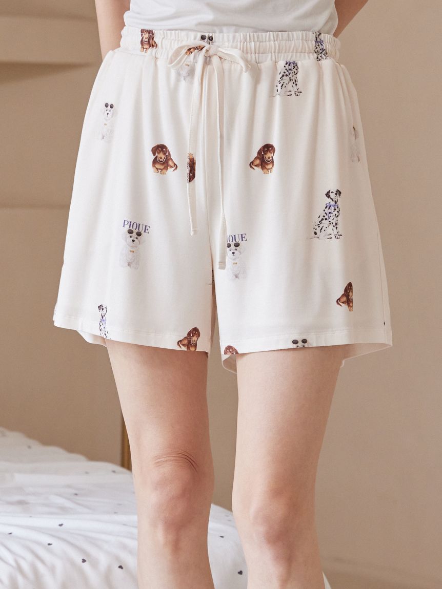接触冷感】ファッションCATS&DOGS柄ショートパンツ(ショートパンツ