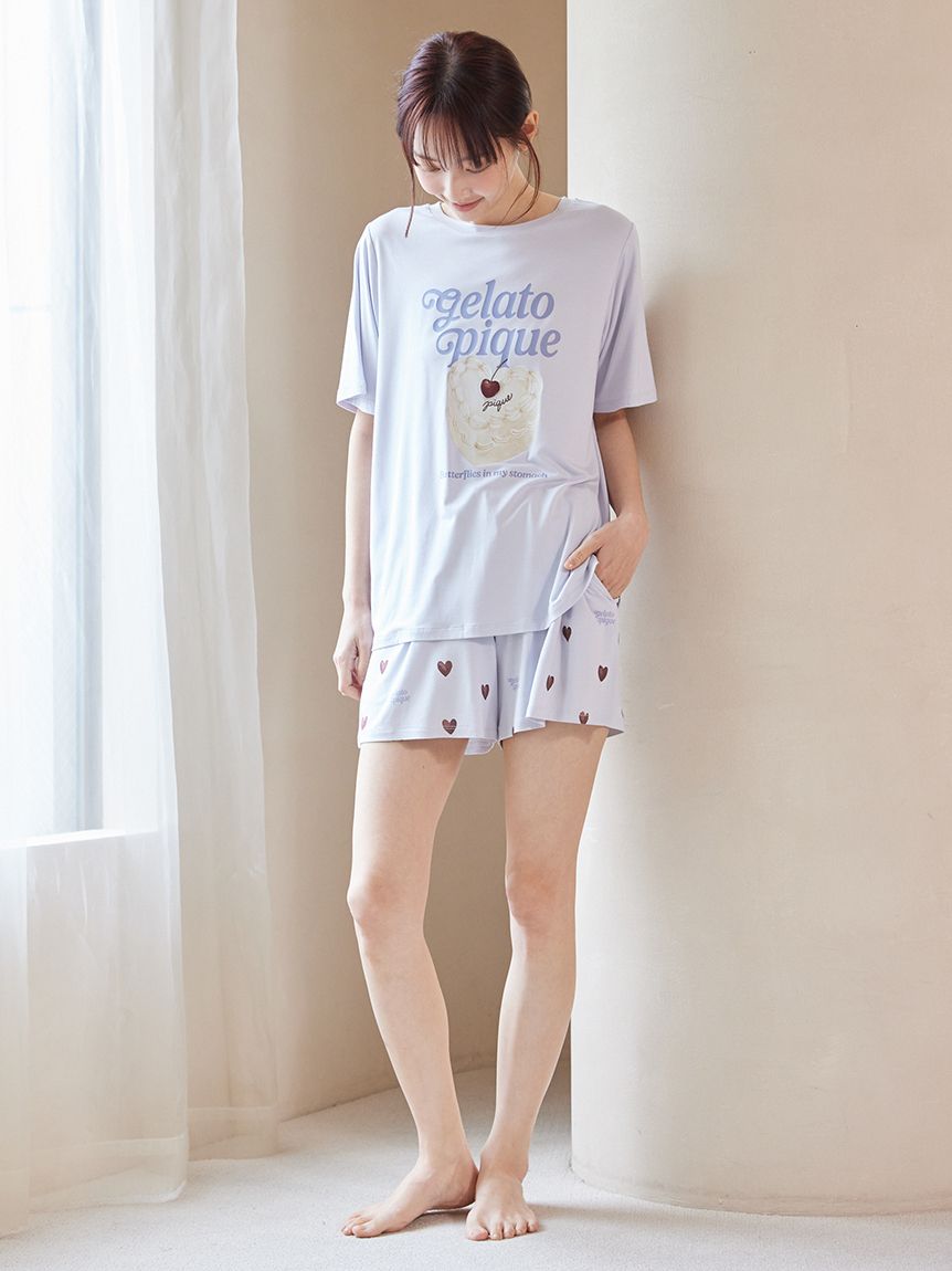 【新品】gelato pique ハートジャガードプルオーバー＆ショートパンツ gelato pique（ジェラートピケ） パジャマ ルームウェア 「ONLINE限定