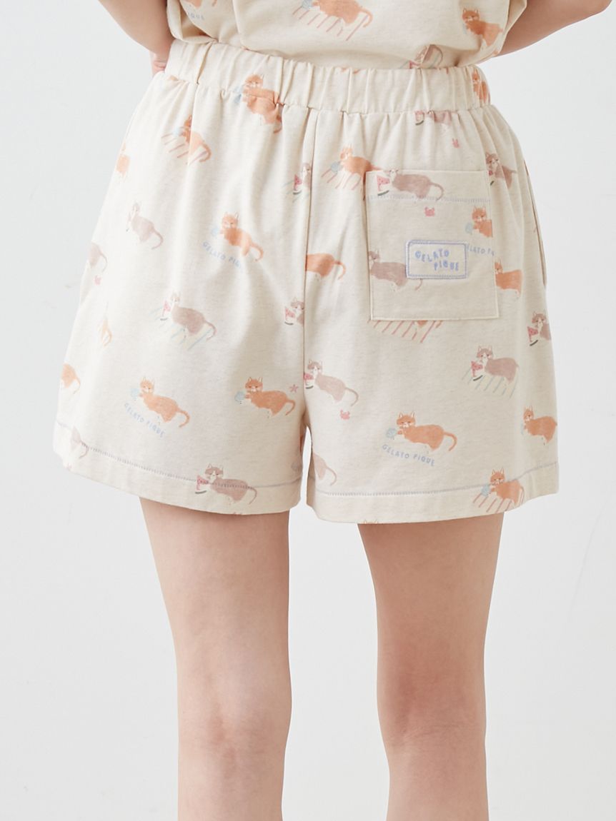 シーサイドキャット柄ショートパンツ(ショートパンツ)｜ルームウェア