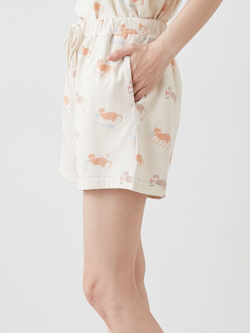 シーサイドキャット柄ショートパンツ(ショートパンツ)｜ルームウェア