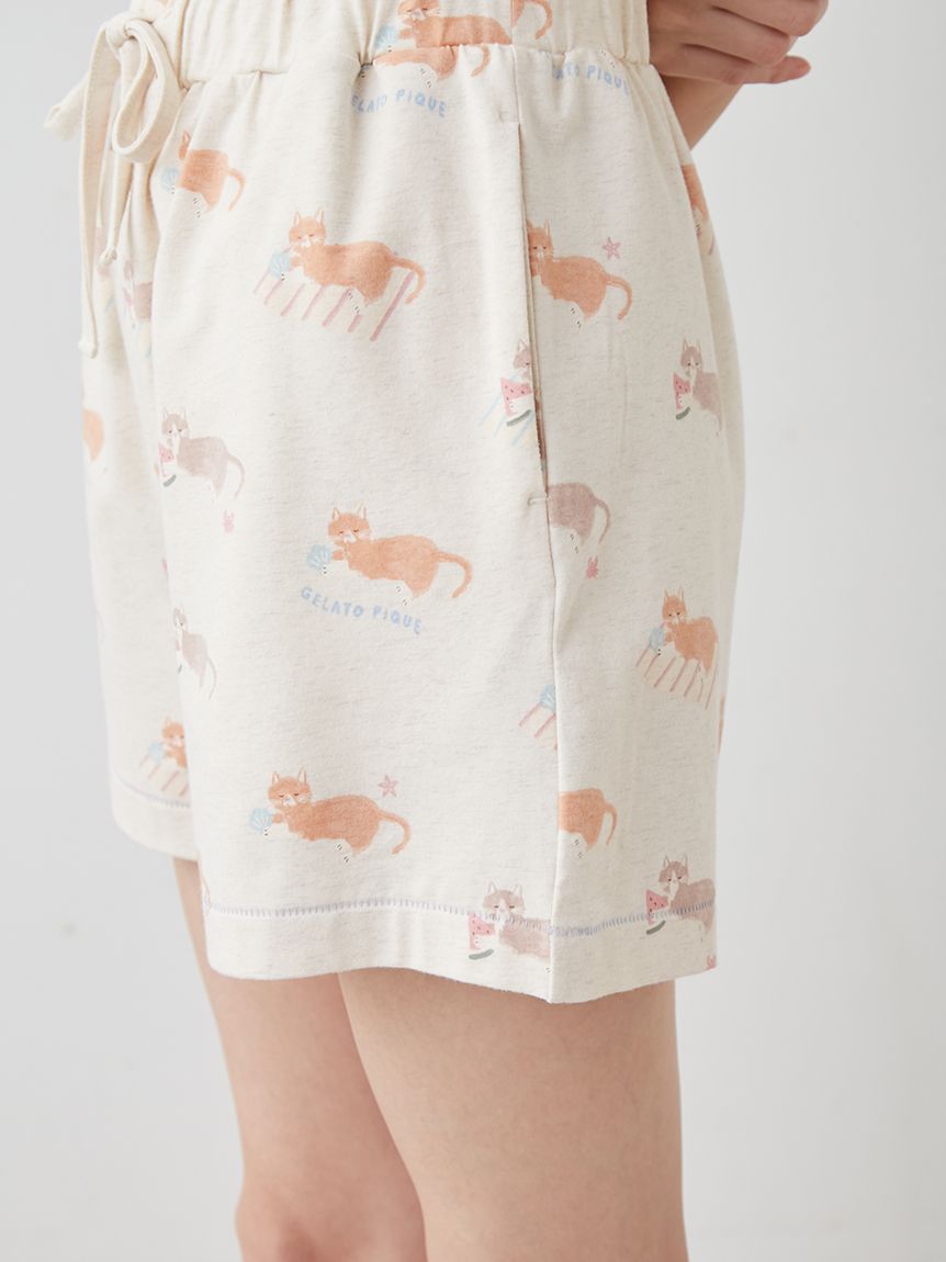 シーサイドキャット柄ショートパンツ(ショートパンツ)｜ルームウェア