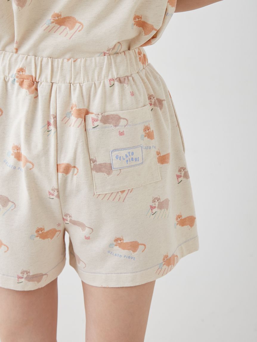 シーサイドキャット柄ショートパンツ(ショートパンツ)｜ルームウェア
