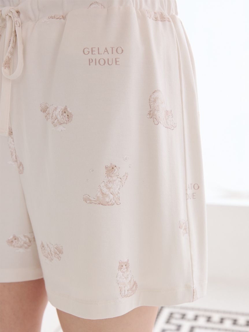 抗菌防臭】バスタイムCAT柄ショートパンツ(ショートパンツ)｜ルーム