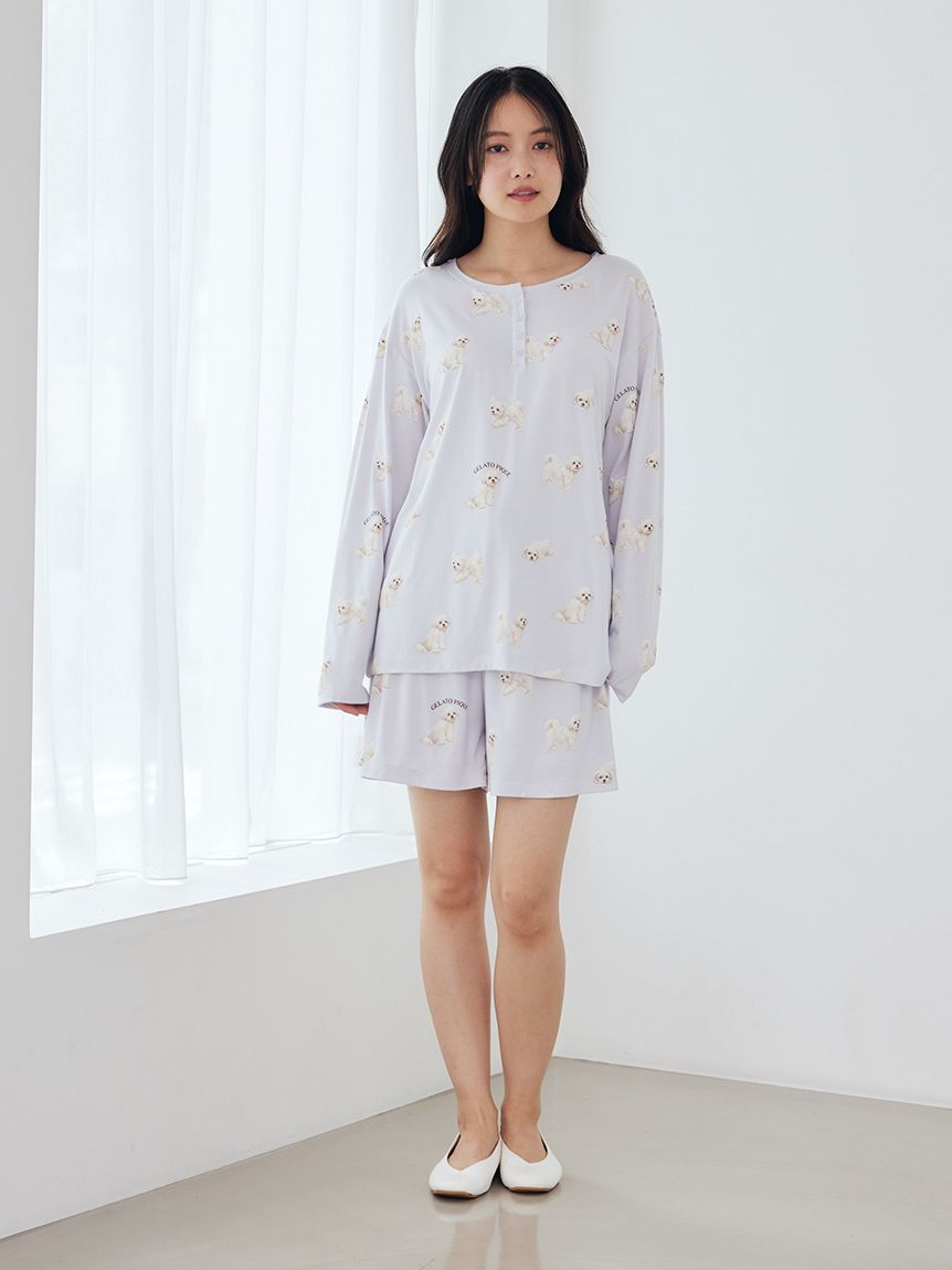 接触冷感】【UVカット】お散歩ドッグ柄ショートパンツ(ショートパンツ
