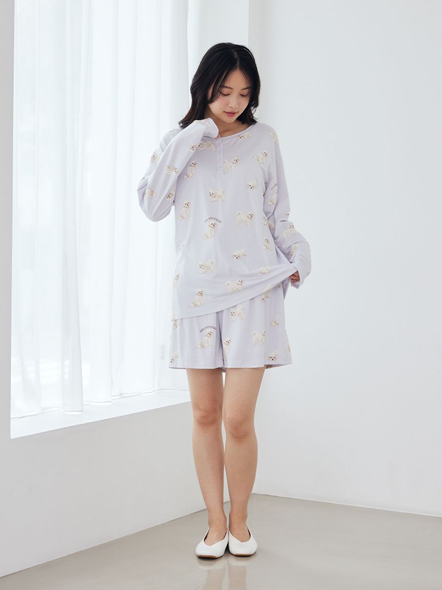 接触冷感】【UVカット】お散歩ドッグ柄ショートパンツ(ショートパンツ