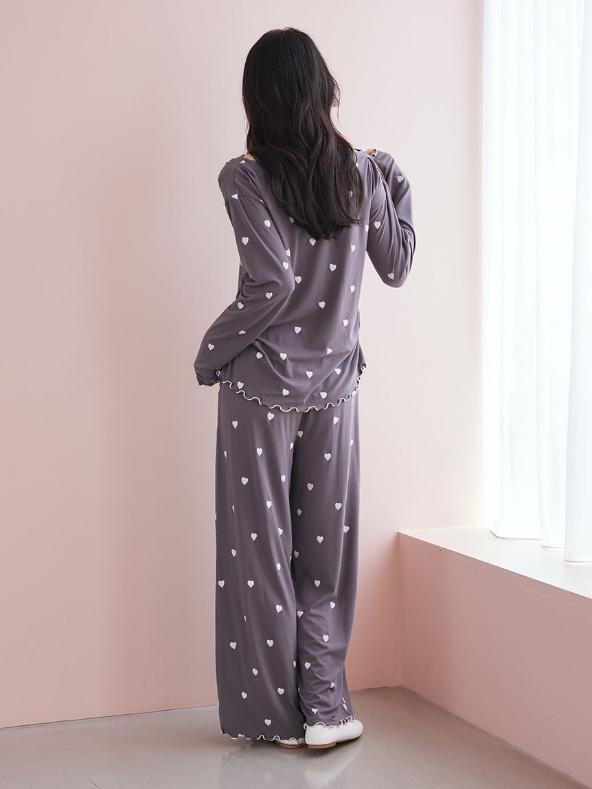 ハート柄ロングパンツ(ロングパンツ)｜ルームウェア・パジャマ通販の
