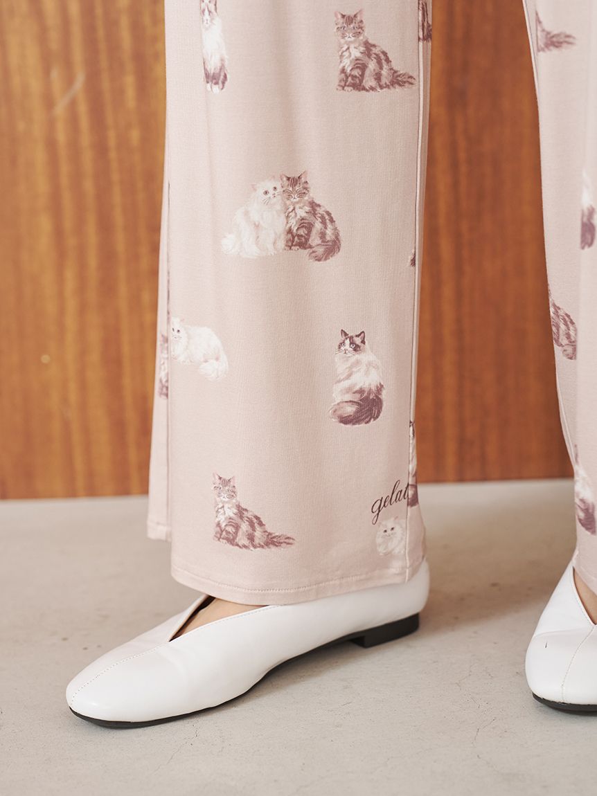 キャット柄ロングパンツ(ロングパンツ)｜ルームウェア・パジャマ通販の
