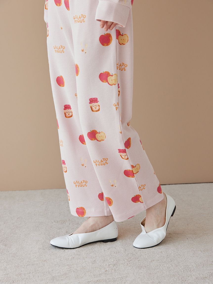 リンゴ柄ロングパンツ(ロングパンツ)｜ルームウェア・パジャマ通販の