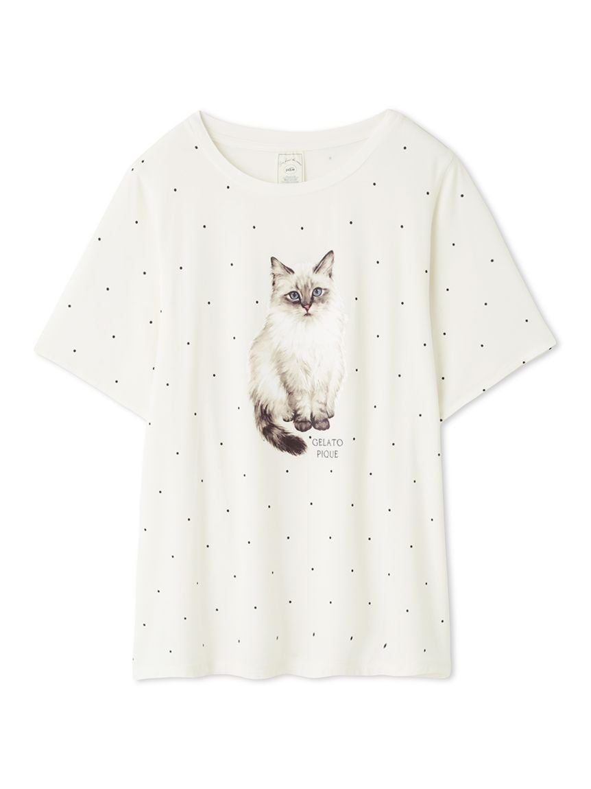 CATドット柄ワンポイントTシャツ | PWCT242293